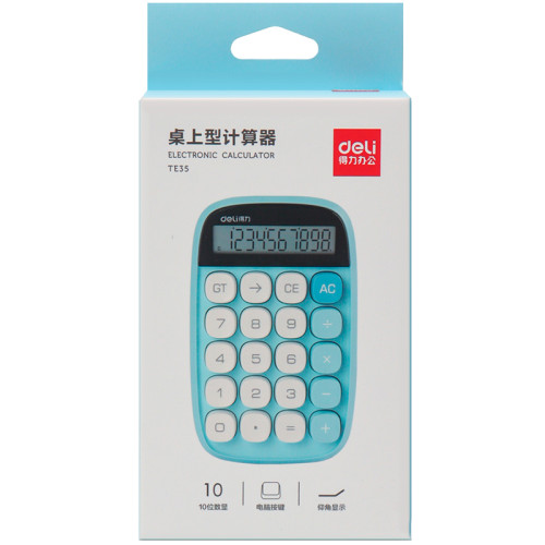 Калькулятор настольный DELI "TE35" 10 разрядный, 151х91х35 мм, синий