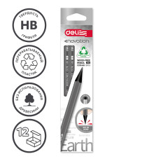 Карандаш DELI "EnoVation", НВ, шестигранный корпус, пластик, с ластиком, ассорти