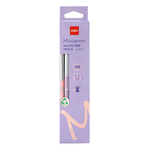 Карандаш DELI "Macaron", НВ, шестигранный корпус, пластик, с ластиком, ассорти