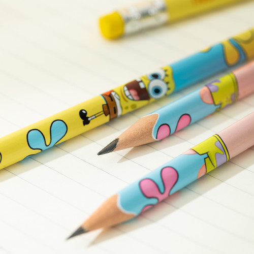 Карандаш DELI "SpongeBob", НВ, трехгранный корпус, дерево, с ластиком, 10 шт/упак