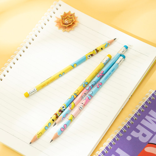 Карандаш DELI "SpongeBob", НВ, трехгранный корпус, дерево, с ластиком, 10 шт/упак