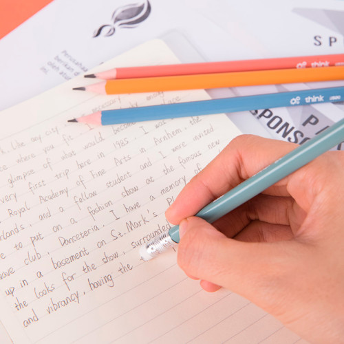 Карандаш DELI "Think", НВ, трехгранный корпус, пластик, с ластиком, ассорти