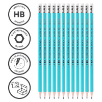 Карандаш i Select, НВ, шестигранный корпус, пластик, с ластиком, ассорти