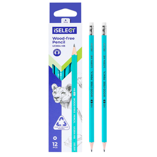 Карандаш i Select, НВ, шестигранный корпус, пластик, с ластиком, ассорти