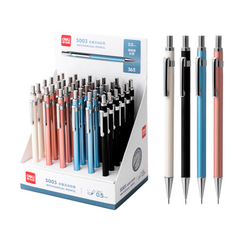 Карандаш механический DELI, 0,5 мм, металлический корпус, ассорти