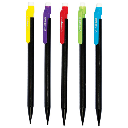 Карандаш механический OfficeSpace, 0,5 мм, с ластиком, ассорти