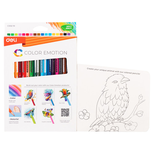Карандаши цветные Deli "Color Emotion", 18 цветов, дерево, картон