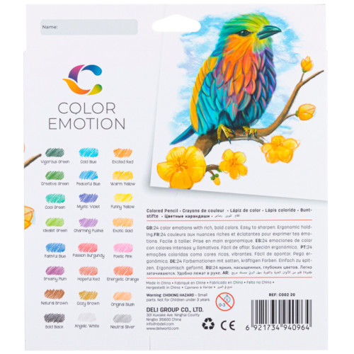 Карандаши цветные Deli "Color Emotion", 24 цвета, дерево, картон