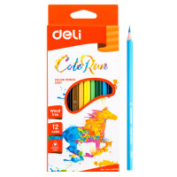 Карандаши цветные Deli "ColoRun", 12 цветов, PS, картон