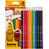 Карандаши цветные Deli  "Larva", 12 цветов, картон