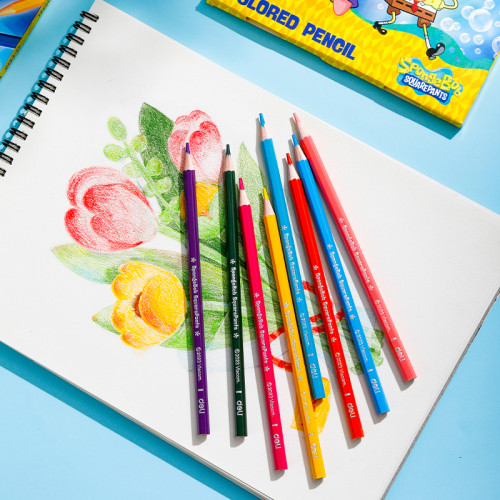 Карандаши цветные Deli "SpongeBob", 24 цветов, дерево, картон