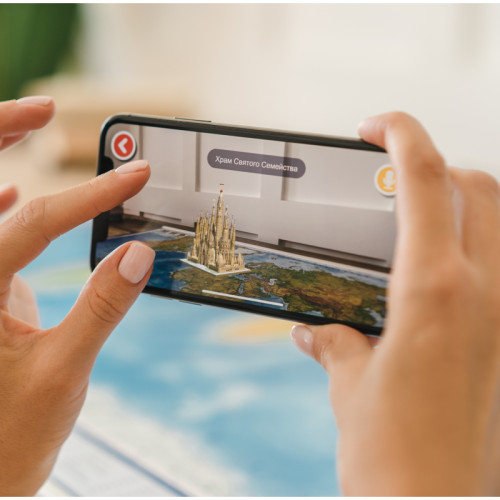 Карта Мира физическая Globen, 1:25 млн., 1200х780 мм, интерактивная, с ламинацией, европодвес