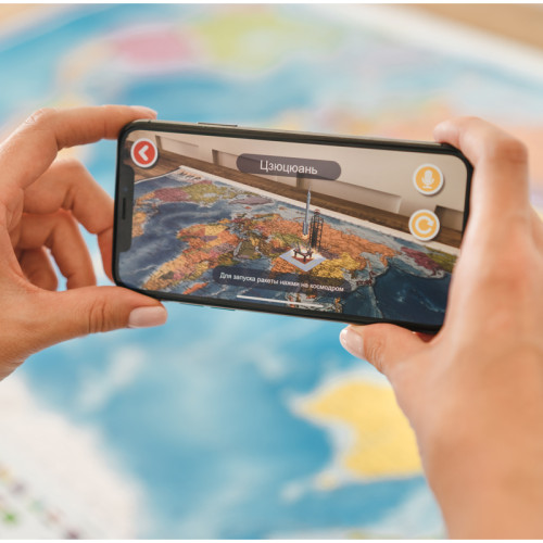 Карта Мира политическая Globen, 1:28 млн., 1170х800 мм, интерактивная, с ламинацией в тубусе