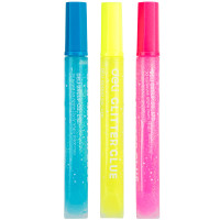 Клей-гель DELI "Explora" с блестками, 3 шт по 12 мл, неон, в блистере