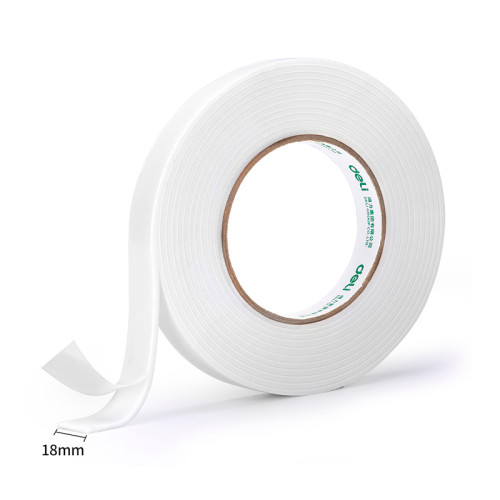 Клейкая лента двусторонняя DELI 18 мм х 4,5 м (вспененная основа)