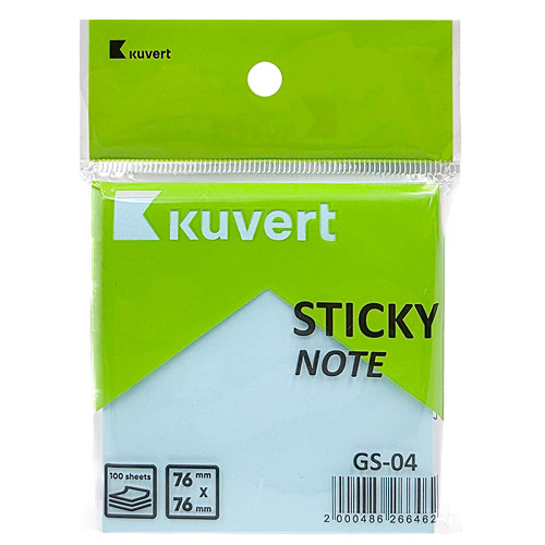 Клейкие листики KUVERT "Sticky" 76 х 76 мм, голубые, 100 листов