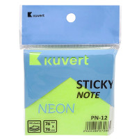 Клейкие листики KUVERT "Sticky" 76 х 76 мм, неон-зеленый, 100 листов