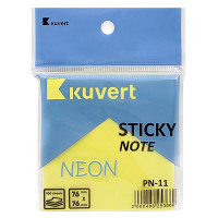Клейкие листики KUVERT "Sticky" 76 х 76 мм, неон-желтый, 100 листов