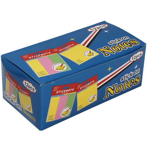 Клейкие листики "Sticky" 76х76 мм, 5 неоновых цветов, 100 листов