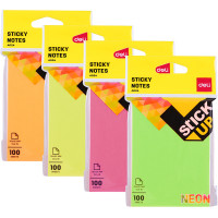 Клейкие листки DELI "Stick Up", 76х101 мм, ассорти неоновые, 100 листов