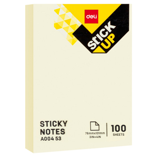 Клейкие листки DELI "Stick Up", 76х101 мм, желтые, 100 листов
