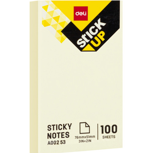 Клейкие листки DELI "Stick Up", 76х51 мм, желтые, 100 листов