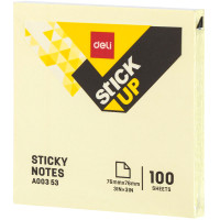 Клейкие листки DELI "Stick Up", 76х76 мм, желтые, 100 листов, пленка