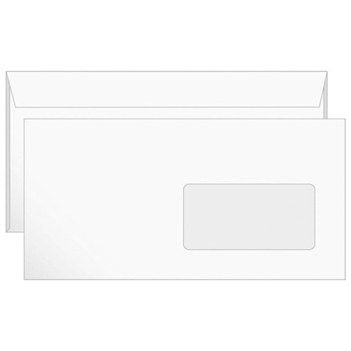 Конверт Е65 Ряжская печатная фабрика (110х220 мм) белый, удаляемая лента, правое окно 45х90 мм