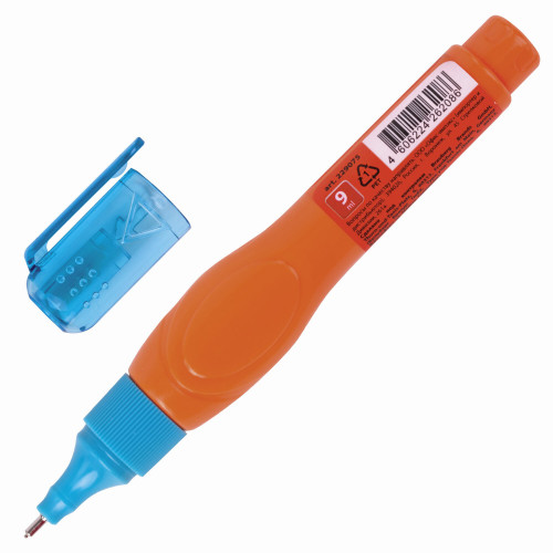 Корректирующая ручка BRAUBERG, 9 мл, металлический наконечник, ассорти