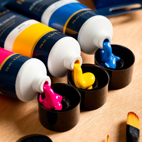 Краска акриловая DELI "Finenolo" художественная, глянцевая, 75 мл., черная, туба