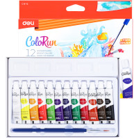 Краски акварельные DELI "ColoRun", художественные, 12 цветов в тубах по 5 мл.