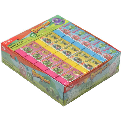 Ластик DELI "Bumpees", прямоугольный, ассорти, 40х22х12 мм