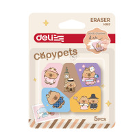 Ластик DELI "Capypets", ассорти (42х17х10 мм), 5 шт в упаковке