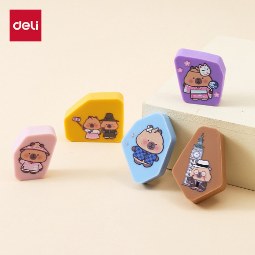 Ластик DELI "Capypets", ассорти (42х17х10 мм), 5 шт в упаковке