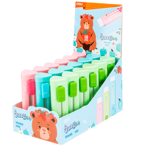 Ластик DELI "Jungoo", прямоугольный 55х18х16 мм в пластиковом выдвижном корпусе 