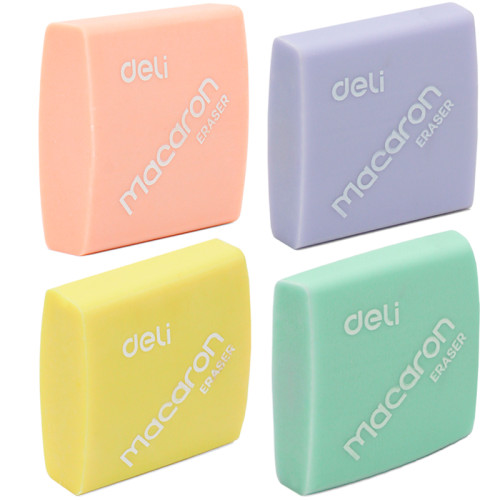 Ластик DELI "Macaron", квадратный, ассорти, 35х35х11 мм
