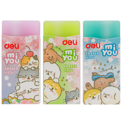 Ластик DELI "MiYou", прямоугольный, ассорти (60х24х12 мм)