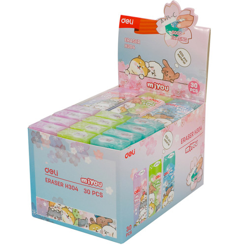 Ластик DELI "MiYou", прямоугольный, ассорти (60х24х12 мм)