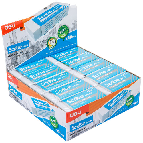 Ластик DELI "Scribe Plus", прямоугольный, белый (60х24х12 мм)