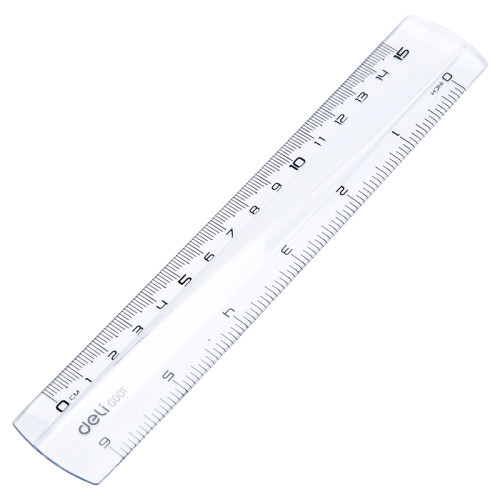 Линейка DELI "Pioneer" 15 см, прозрачная