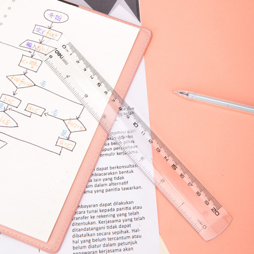 Линейка DELI "Pioneer" 20 см, прозрачная