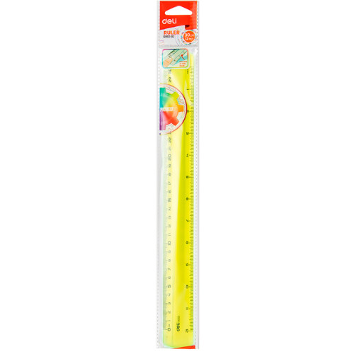 Линейка DELI "Pioneer" 30 см, неоновые цвета ассорти