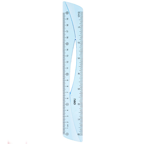 Линейка DELI "Woove" 20 см, тонированная голубая