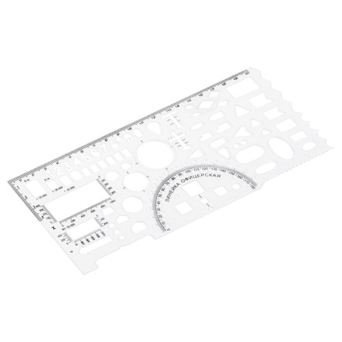 Линейка СТАММ офицерская, гибкая бесцветная, печатная шкала