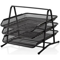 Лоток горизонтальный BASY "JS2001" на 3 отделения, металлический черный