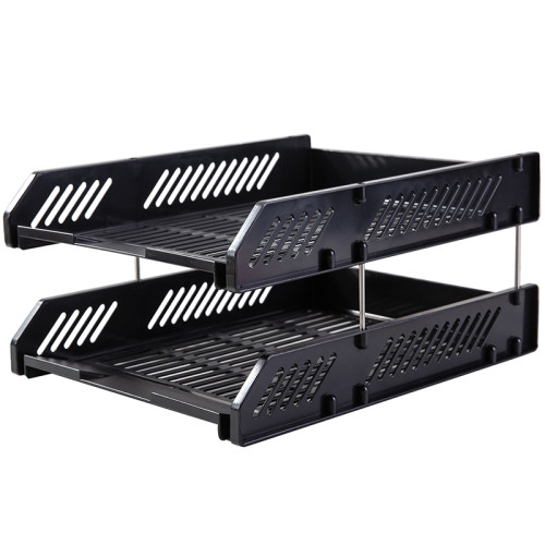 Лоток горизонтальный DELI, 2-х рядный, пластик,  черный