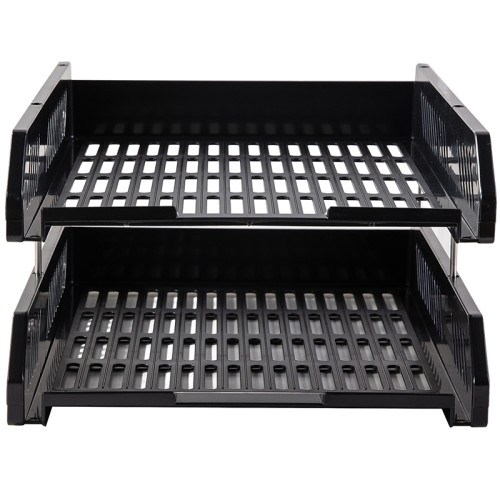 Лоток горизонтальный DELI, 2-х рядный, пластик,  черный