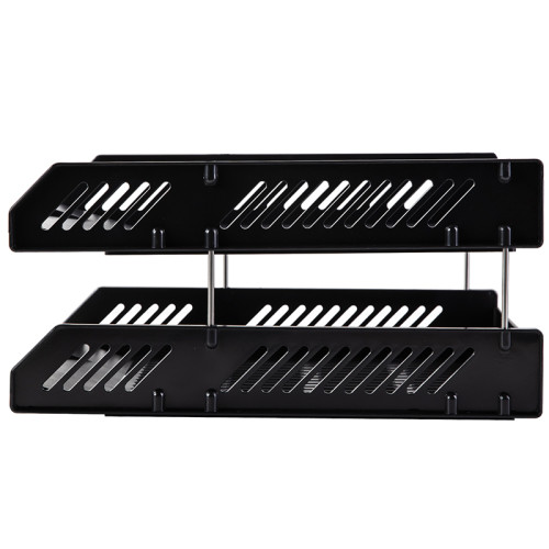 Лоток горизонтальный DELI, 2-х рядный, пластик,  черный