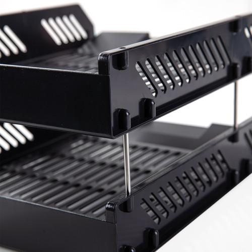 Лоток горизонтальный DELI, 2-х рядный, пластик,  черный