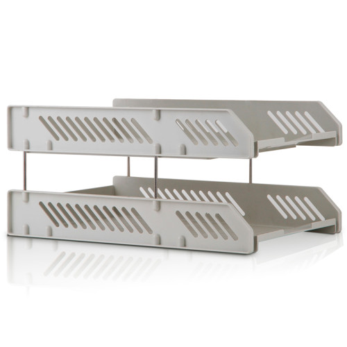 Лоток горизонтальный DELI, 2-х рядный, пластик,  серый